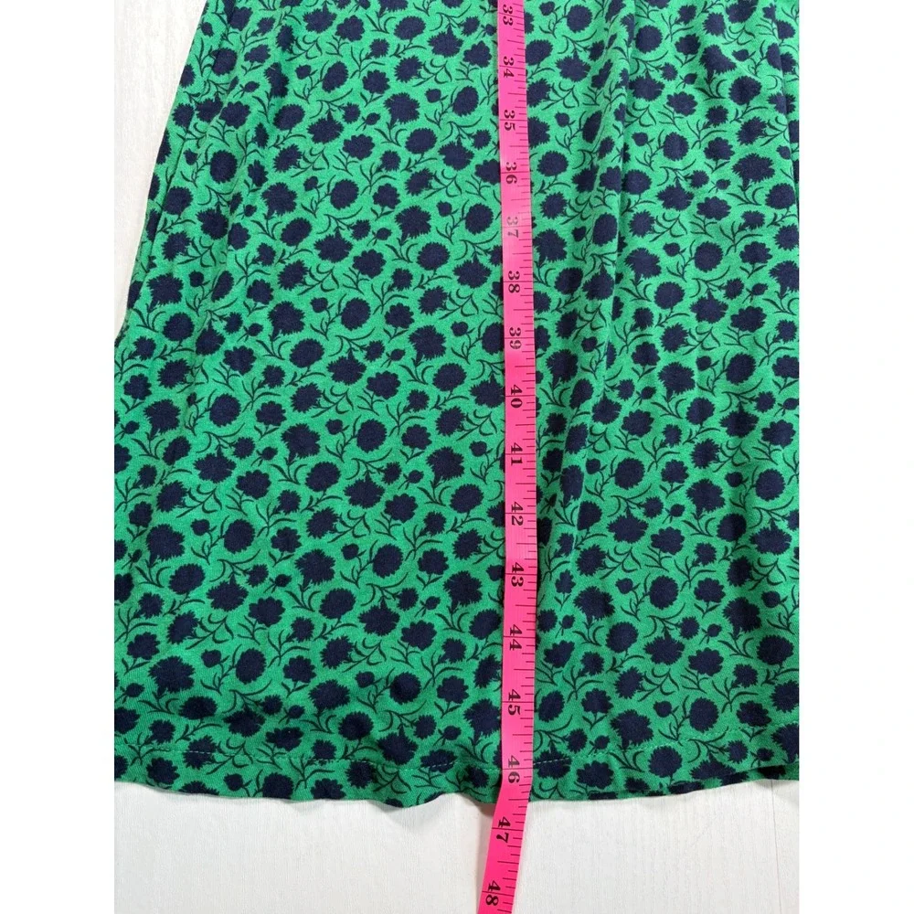 Boden Womens Green Navy Blue Floral Jersey Midi Dress Long Sleeve Size 8R Modest
